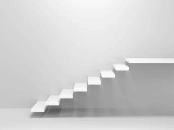 Weiße Treppen Weiße Wand Isoliert Leerer Raum Illustration — Stockfoto