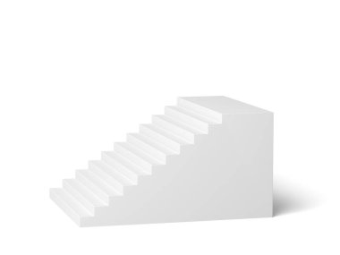 Beyaz arka planda beyaz merdivenler var. 3d illüstrasyon.
