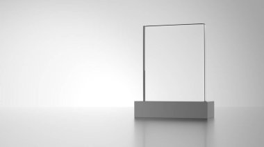 Gri arka planda metal tabanlı cam ödül. 3d illüstrasyon.