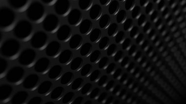 Soyut siyah arkaplan. Metal ızgara. Noktalar. Çember olun. 3d illüstrasyon.