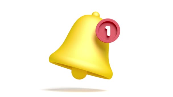 Žlutý Oznamovací Zvonek Izolovaný Bílém Pozadí Ilustrace — Stock video
