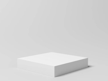 Ürün sergisi. Çizgileri göster. Ayağa kalk. Beyaz renk. 3d illüstrasyon.