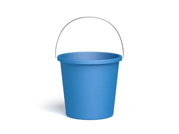 Secchio Blu Isolato Sfondo Bianco Plastica Illustrazione — Foto Stock