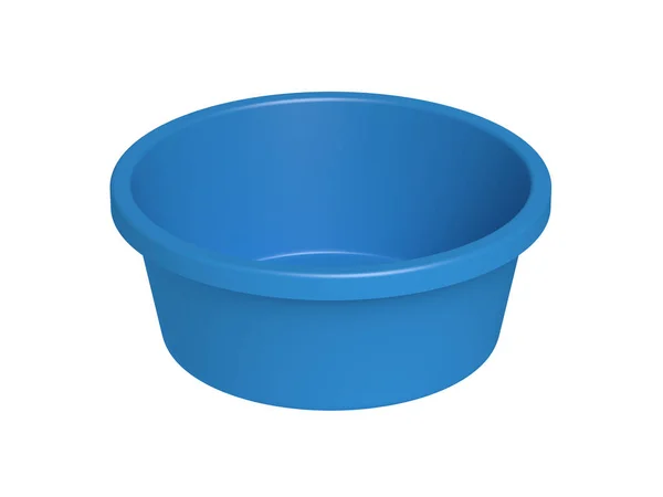 Tigela Lavagem Azul Isolada Sobre Fundo Branco Bacia Plástica Ilustração — Fotografia de Stock