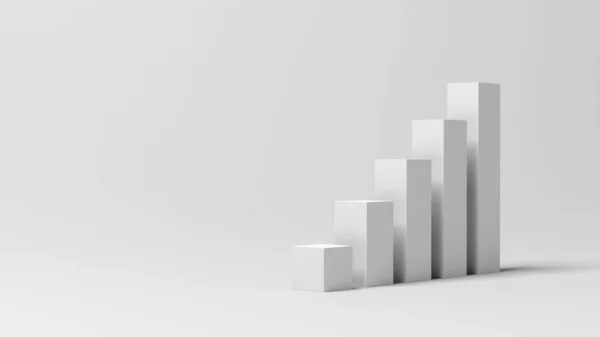 Bar chart. Increasing. Bar graph. Isolated. White color. 3d illustration.
