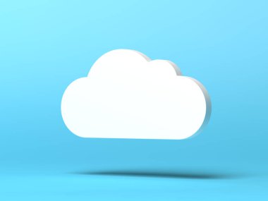 Bulut sembolü. Simge. Mavi. 3d illüstrasyon.