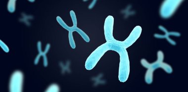 Chromosome on dark background. Blue color. 3d illustration. clipart