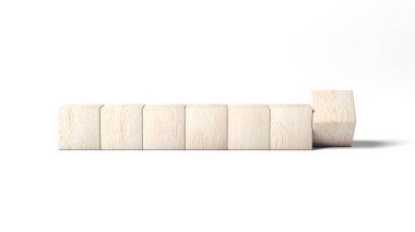 Seven wooden blocks isolated on white background. 3d illustration.