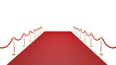 Red carpet isolated on white background. 3d illustration.