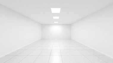 Boş oda. Beyaz duvar. 3d illüstrasyon.