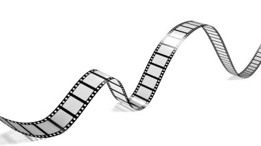 Film şeridi beyaz arkaplanda izole edilmiş. Film şeridi. Boşluk. 3d illüstrasyon.