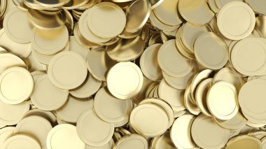 Altın sikkeler. Boşluk. Geçmişi. 3d illüstrasyon.
