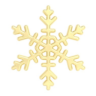 Beyaz arka planda izole edilmiş altın kar tanesi. 3d illüstrasyon.