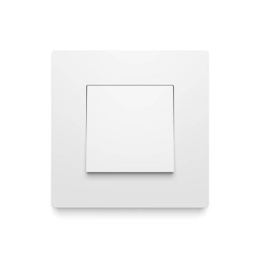 Beyaz arka planda beyaz ışık düğmesi izole edildi. 3d illüstrasyon.