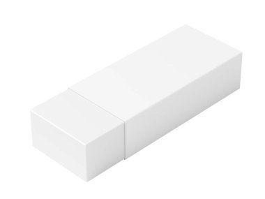 Silgi beyaz arkaplanda izole edildi. Kauçuk. Boşluk. 3d illüstrasyon.