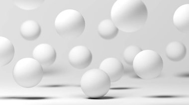 Beyaz küreler. 3D çizim.