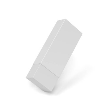 Silgi beyaz arkaplanda izole edildi. Kauçuk. Boşluk. 3d illüstrasyon.