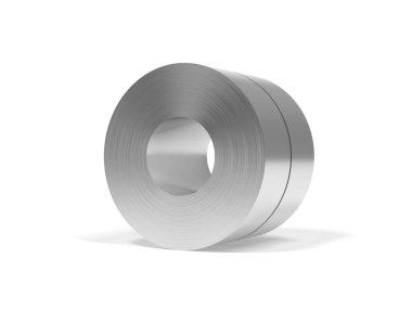 Soğuk rulo çelik beyaz arka planda izole edilmiş. 3d illüstrasyon.