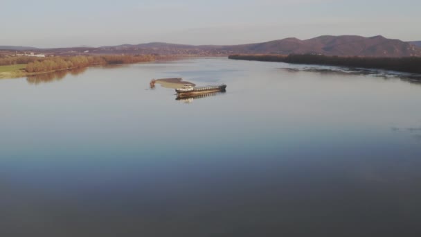 Повітряний Вид Річку Дунай Угорщині — стокове відео