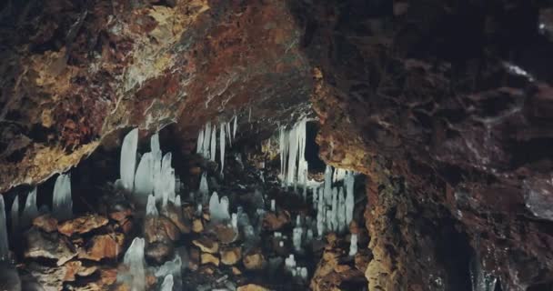 Beautiful Pictures Icicles Cave — стоковое видео