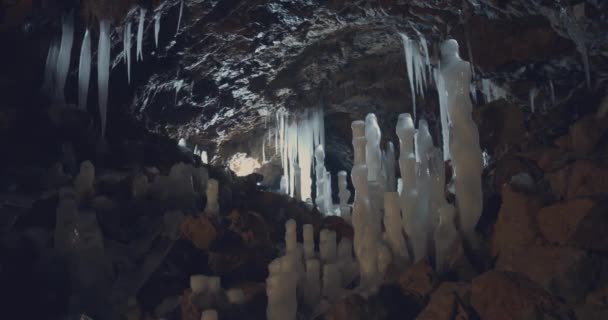 Beautiful Pictures Icicles Cave Baradla Cave — Stockvideo