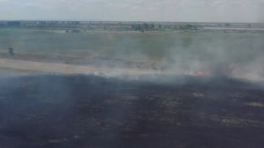 Tarım Alanı Açık Ateş Altında Yukarıdan, Hortobagy Ulusal Parkı, Orta Avrupa, Macaristan