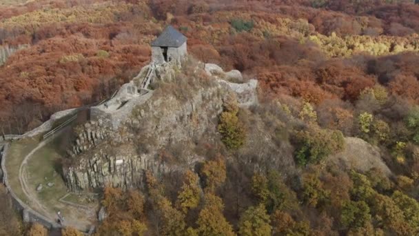 Schönes Drohnenvideo Vom Hollker Schloss Herbst Ungarn — Stockvideo