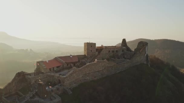Вид Воздуха Замок Зиглигет Венгрии — стоковое видео