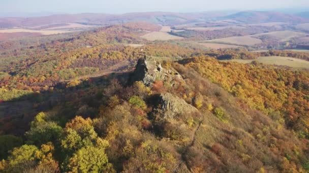 Ruínas Castelo Medieval Szanda Hungria Vista Aérea — Vídeo de Stock