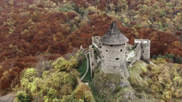 Beautiful Drone Video Hollk Castle Autumn Hungary — Stock Video