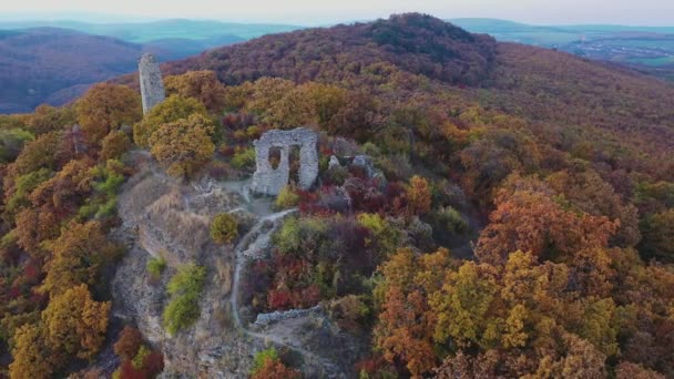Ruiny Starożytnej Twierdzy Zwanej Csvr Węgry Widok Powietrza — Wideo stockowe