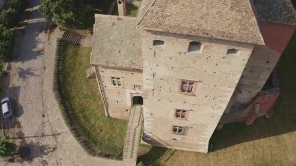 Drone Vista Aérea Del Hermoso Castillo Medieval Simontornya Hungría — Vídeo de stock