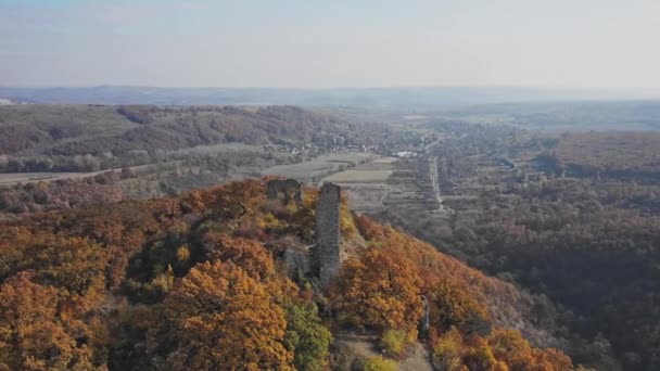 Ruiny Starożytnej Twierdzy Zwanej Csvr Węgry Widok Powietrza — Wideo stockowe