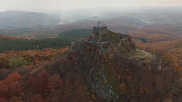 Beautiful Drone Video Hollk Castle Autumn Hungary — Stock Video