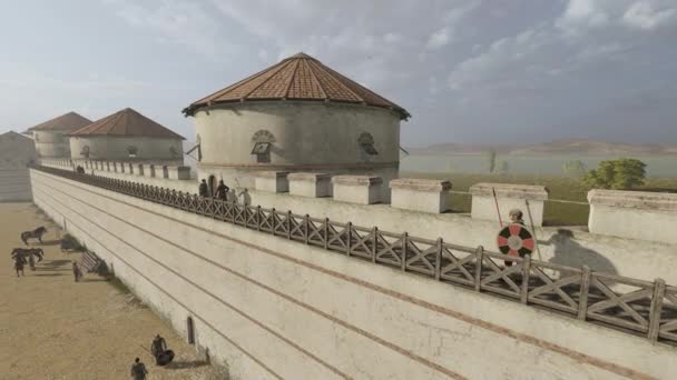 Пізня Римська Фортеця Анімація Реконструкція Римської Будівлі — стокове відео