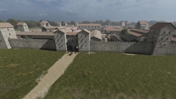 Obóz Legionistów Animacja Rekonstrukcja Rzymskiego Budynku — Wideo stockowe