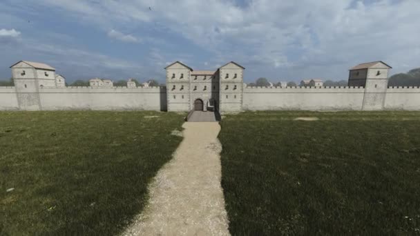 Легіонерський Табір Анімація Реконструкція Римської Будівлі — стокове відео