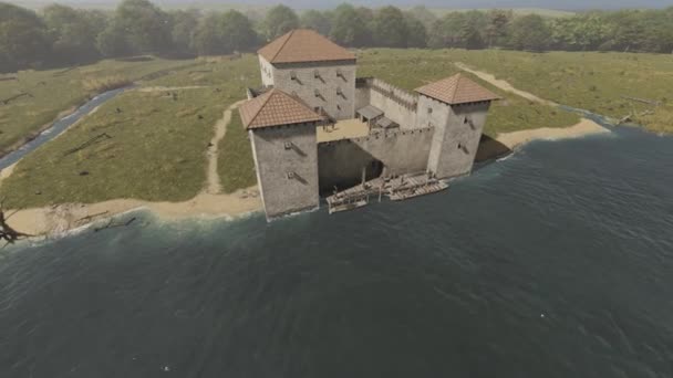 Pozdní Římská Pevnost Animace Rekonstrukce Římské Budovy — Stock video