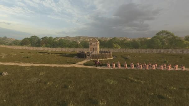 Roman Wooden Watchtower Animation Reconstruction Roman Building — Stock Video