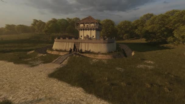 Late Roman Fortlet Animation Reconstruction Roman Building — Stock Video