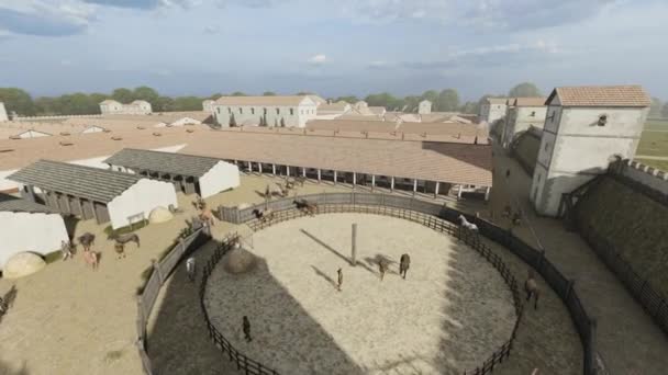 Fortlet Romawi Akhir Animasi Rekonstruksi Bangunan Romawi — Stok Video