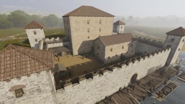 Late Roman Fortlet Animation Reconstruction Roman Building — Stock Video