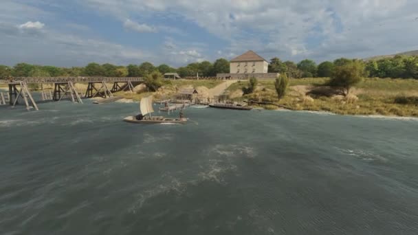Jembatan Kayu Romawi Animasi Rekonstruksi Bangunan Romawi — Stok Video
