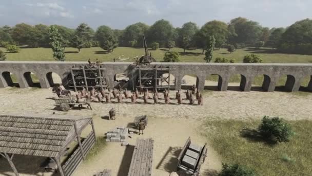 Римський Акведук Анімація Реконструкція Римської Будівлі — стокове відео
