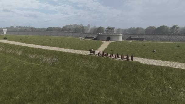 Hadrianusová Stěna Animace Rekonstrukce Římské Budovy — Stock video