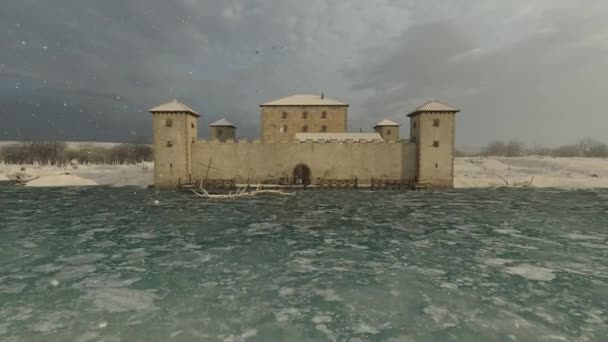 Fortaleza Romana Tardía Invierno Animación Reconstrucción Edificio Romano — Vídeo de stock