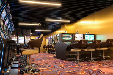 Nikolaev, Ukraine, - October 21, 2021: slot machines of the casino 