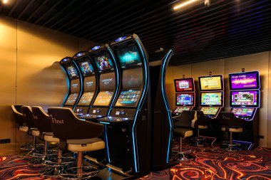 Nikolaev, Ukraine, - October 21, 2021: slot machines of the casino 