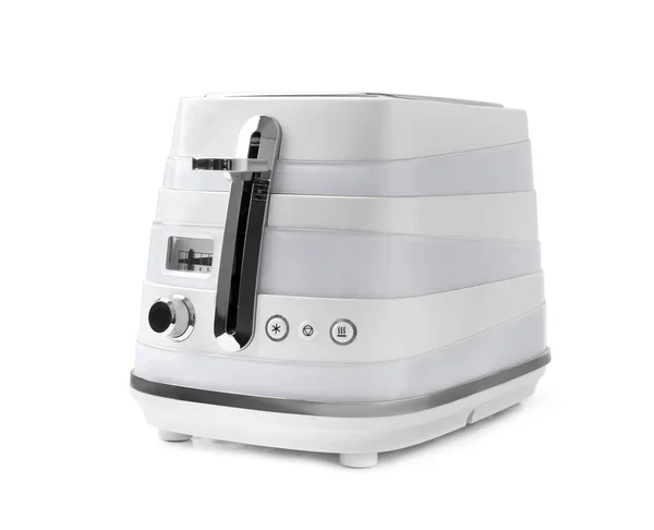 White Modern Toaster Isolation Gray Toaster White Background Household Appliances — Foto de Stock