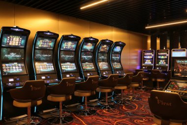 Nikolaev, Ukraine, - October 21, 2021: slot machines of the casino 